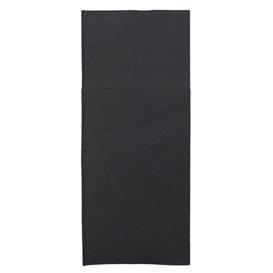 Serviette Kangourou en Papier Molletonnée 33x40cm Noire (60 Utés)