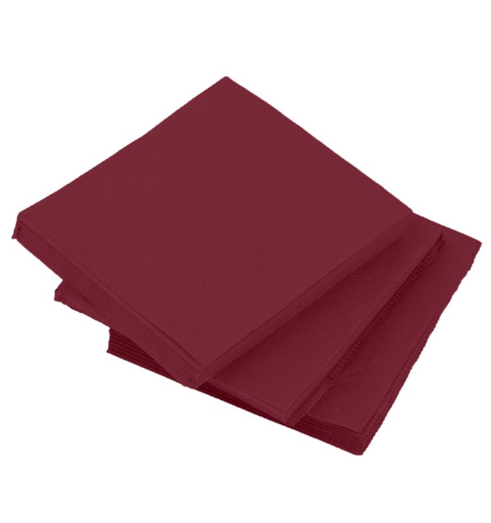 Serviette Cocktail en Papier Molletonnée 20x20cm Bordeaux (100 Utés)