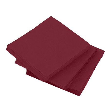 Serviette Cocktail en Papier Molletonnée 20x20cm Bordeaux (2.400 Utés)