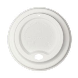 Couvercle Avec Trou en Fibre Moulée Blanc Ø8,0cm (50 Utés)