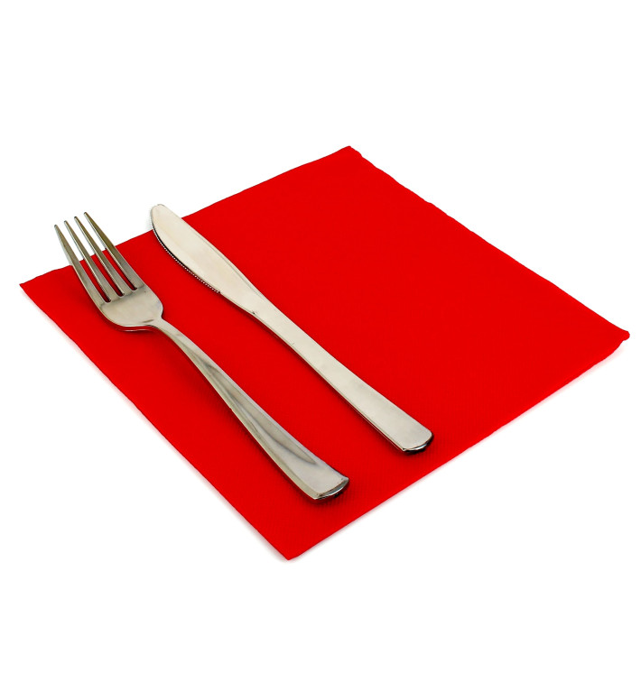 Serviette Papier Molletonnée 40x40 Rouge 