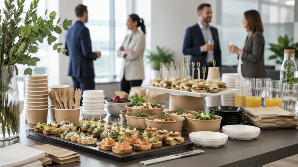 Catering d’entreprise avec vaisselle pour réunions et événements professionnels
