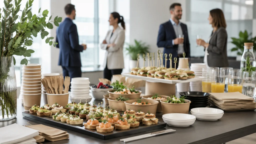 Catering d’entreprise avec vaisselle pour réunions et événements professionnels